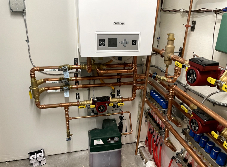 basement boiler system for residence