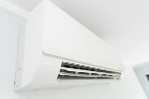 newly installed white air conditioning unit